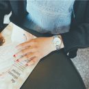 簡約氣質黑白文藝OL小資細鋼帶女石英手錶