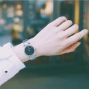 簡約氣質黑白文藝OL小資細鋼帶女石英手錶