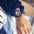 設計師款光學魅影機械感男女中性皮帶石英手錶