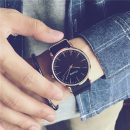 【楔形刻度】【帆布錶帶】ulzzang超好感清爽文藝氣質簡約楔形刻度帆布帶男生手錶