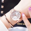 OL氣質簡約小資米蘭網帶小圓盤女石英手錶贈送手環