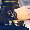 設計師款光學魅影機械感男女中性皮帶石英手錶