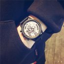 設計師款光學魅影機械感男女中性皮帶石英手錶