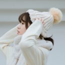 【冰島粗毛線針織帽】【可愛鴕鳥毛球】韓版百搭鴕鳥毛球冰島毛粗毛線純色加厚保暖護耳針織毛線帽