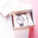 OL氣質簡約小資米蘭網帶小圓盤女石英手錶贈送手環