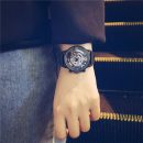 設計師款光學魅影機械感男女中性皮帶石英手錶