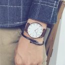 【楔形刻度】【帆布錶帶】ulzzang超好感清爽文藝氣質簡約楔形刻度帆布帶男生手錶