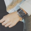 復古文藝低調紳士氣質方形錶盤羅馬刻度皮帶手錶