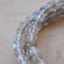 原創設計三圈6A級天然藍月光拉長石灰月光石文藝森系海洋氣質女手串多圈手鍊