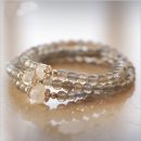 原創設計三圈6A級天然藍月光拉長石灰月光石文藝森系海洋氣質女手串多圈手鍊