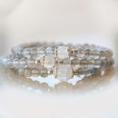 原創設計三圈6A級天然藍月光拉長石灰月光石文藝森系海洋氣質女手串多圈手鍊