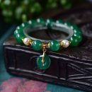 【天然祖母綠瑪瑙】【綠玉髓平安扣配飾】天然祖母綠瑪瑙手串搭配玉髓平安扣男女水晶手串手鍊