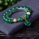 【天然祖母綠瑪瑙】【綠玉髓平安扣配飾】天然祖母綠瑪瑙手串搭配玉髓平安扣男女水晶手串手鍊