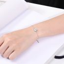 【925銀鑲嵌圓鋯鉆】輕奢氣質時尚S925純銀鑲嵌圓形鋯鉆百搭森系女手鍊