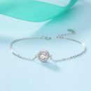 【925銀鑲嵌圓鋯鉆】輕奢氣質時尚S925純銀鑲嵌圓形鋯鉆百搭森系女手鍊