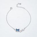 【奧地利夢幻藍水晶蝴蝶】【925純銀】夢幻優雅氣質925純銀搭配奧地利藍水晶蝴蝶時尚女手鍊