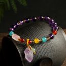 【薰衣草紫水晶】【隨型紫晶簇配飾】天然薰衣草紫水晶手鍊搭配隨型紫晶簇原石配飾瑪瑙蜜蠟海藍寶多寶女手串手鍊