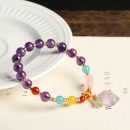 【薰衣草紫水晶】【隨型紫晶簇配飾】天然薰衣草紫水晶手鍊搭配隨型紫晶簇原石配飾瑪瑙蜜蠟海藍寶多寶女手串手鍊