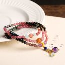 【天然碧璽三圈手鍊】【搭配紫水晶圓珠】天然碧璽三圈4mm佛珠手鍊繞手三圈搭配紫水晶圓珠女手串手鍊