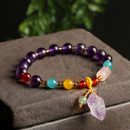 【薰衣草紫水晶】【隨型紫晶簇配飾】天然薰衣草紫水晶手鍊搭配隨型紫晶簇原石配飾瑪瑙蜜蠟海藍寶多寶女手串手鍊