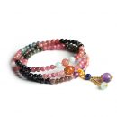 【天然碧璽三圈手鍊】【搭配紫水晶圓珠】天然碧璽三圈4mm佛珠手鍊繞手三圈搭配紫水晶圓珠女手串手鍊