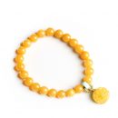 【收藏級天然雞油黃蜜蠟】【玫瑰配飾】名貴天然雞油黃蜜蠟手鍊6.5mm搭配蜜蠟玫瑰女佛珠手串手鍊