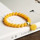 【收藏級天然雞油黃蜜蠟】【玫瑰配飾】名貴天然雞油黃蜜蠟手鍊6.5mm搭配蜜蠟玫瑰女佛珠手串手鍊