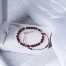 【收藏級酒紅石榴石】【雙條套鍊】【14K包金】高級氣質天然酒紅石榴石14K包金雙層手鍊手鐲女水晶手鍊套組
