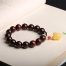 天然名貴高密高油小葉紫檀12mm佛珠手鍊搭配天然蜜蠟貔貅吊墜南紅綠松石隔珠手鍊佛珠手串