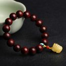 天然名貴高密高油小葉紫檀12mm佛珠手鍊搭配天然蜜蠟貔貅吊墜南紅綠松石隔珠手鍊佛珠手串