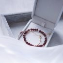 【收藏級酒紅石榴石】【雙條套鍊】【14K包金】高級氣質天然酒紅石榴石14K包金雙層手鍊手鐲女水晶手鍊套組