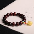 天然名貴高密高油小葉紫檀12mm佛珠手鍊搭配天然蜜蠟貔貅吊墜南紅綠松石隔珠手鍊佛珠手串