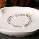 【天然彩虹切面碧璽】【淡水珍珠】高級氣質天然彩虹切面碧璽搭配淡水珍珠文藝森系女水晶手鍊