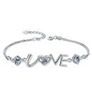 【LOVE】【925純銀】【微鑲鋯鉆】設計師款高級氣質925純銀微鑲鋯鉆LOVE女甜美百搭手鍊