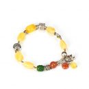 【7A級天然蜜蠟】【S925銀招財貓配飾】設計師款7A級天然蜜蠟手鍊搭配925銀招財貓隔珠女手串手鍊