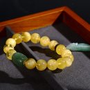 7A收藏級名貴天然蜜蠟圓珠搭配翡翠如意桶珠手串手鍊古風流蘇吊墜男女手鍊手串