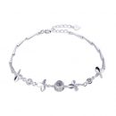 【一百種語言我愛你】【奈米微雕】【925純銀】設計師款奈米微雕投影925純銀鑲鑽女時尚投影手鍊