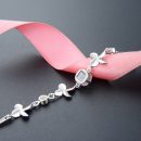 【一百種語言我愛你】【奈米微雕】【925純銀】設計師款奈米微雕投影925純銀鑲鑽女時尚投影手鍊