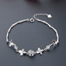 【一百種語言我愛你】【奈米微雕】【925純銀】設計師款奈米微雕投影925純銀鑲鑽女時尚投影手鍊