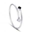 【晝夜】【999千足銀】【黑白滴膠】設計師款高級氣質999足銀黑白菱形滴膠開口女時尚北歐風手環手鐲