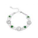 【素時錦年】【925純銀】【白貓眼綠水晶】設計師款高級氣質925純銀鑲嵌白貓眼石綠水晶鋯鉆女時尚百搭手鍊