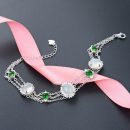 【素時錦年】【925純銀】【白貓眼綠水晶】設計師款高級氣質925純銀鑲嵌白貓眼石綠水晶鋯鉆女時尚百搭手鍊