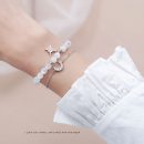 【星月神話】【天然貓眼石】【925純銀】設計師款夢幻氣質925銀貓眼石組合雙層手鍊女星月造型水晶手鍊