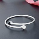 【晝夜】【999千足銀】【黑白滴膠】設計師款高級氣質999足銀黑白菱形滴膠開口女時尚北歐風手環手鐲