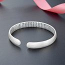 【步步生蓮】【999千足銀】【內圈鐫刻心經】高檔清雅999足銀磨砂鐫刻心經蓮花開口貴妃女手鐲