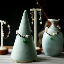 【天然酒紅石榴石】【淡水珍珠】【翡翠如意配飾】高級氣質天然酒紅石榴石珍珠手串配翡翠如意女手鍊