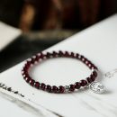 美容滋養天然7A級天然酒紅石榴石搭配S925純銀招財納福配飾文藝氣質女手串手鍊