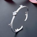 【一鹿有你】【925純銀】【鑲嵌鋯鉆】設計師款一路有你鹿角造型925純銀鑲鑽女閨蜜開口手環手鐲