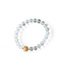 原創設計天然冰透白水晶手鍊搭配燙金龍珠開運男女手串手鍊