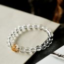 原創設計天然冰透白水晶手鍊搭配燙金龍珠開運男女手串手鍊